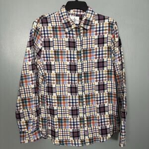 NWOT THE SHIRT ROCHELLE BEHRENS Plaid Flannel Style Long Sleeve Boyfriend Small